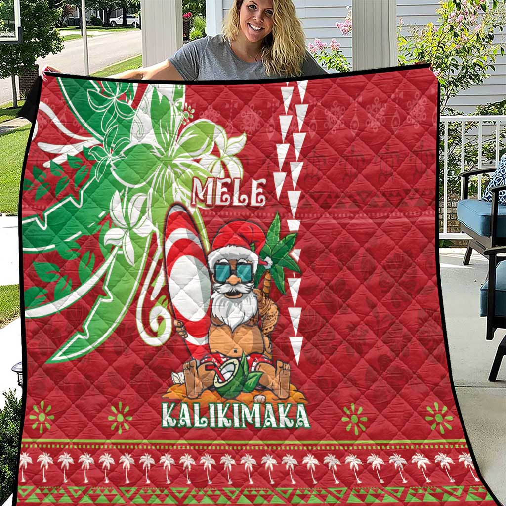 Hawaii Christmas Quilt Funny Santa Claus Surf Mele Kalikimaka LT05 Red - Polynesian Pride