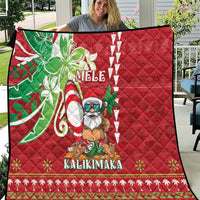 Hawaii Christmas Quilt Funny Santa Claus Surf Mele Kalikimaka LT05 Red - Polynesian Pride