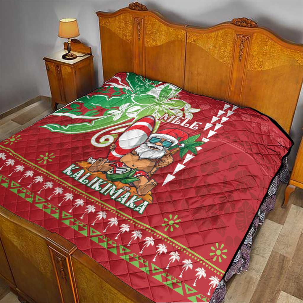 Hawaii Christmas Quilt Funny Santa Claus Surf Mele Kalikimaka LT05 - Polynesian Pride