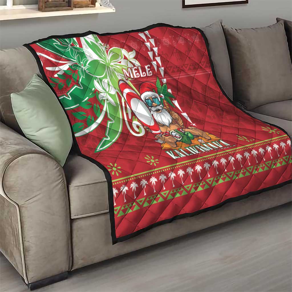 Hawaii Christmas Quilt Funny Santa Claus Surf Mele Kalikimaka LT05 - Polynesian Pride