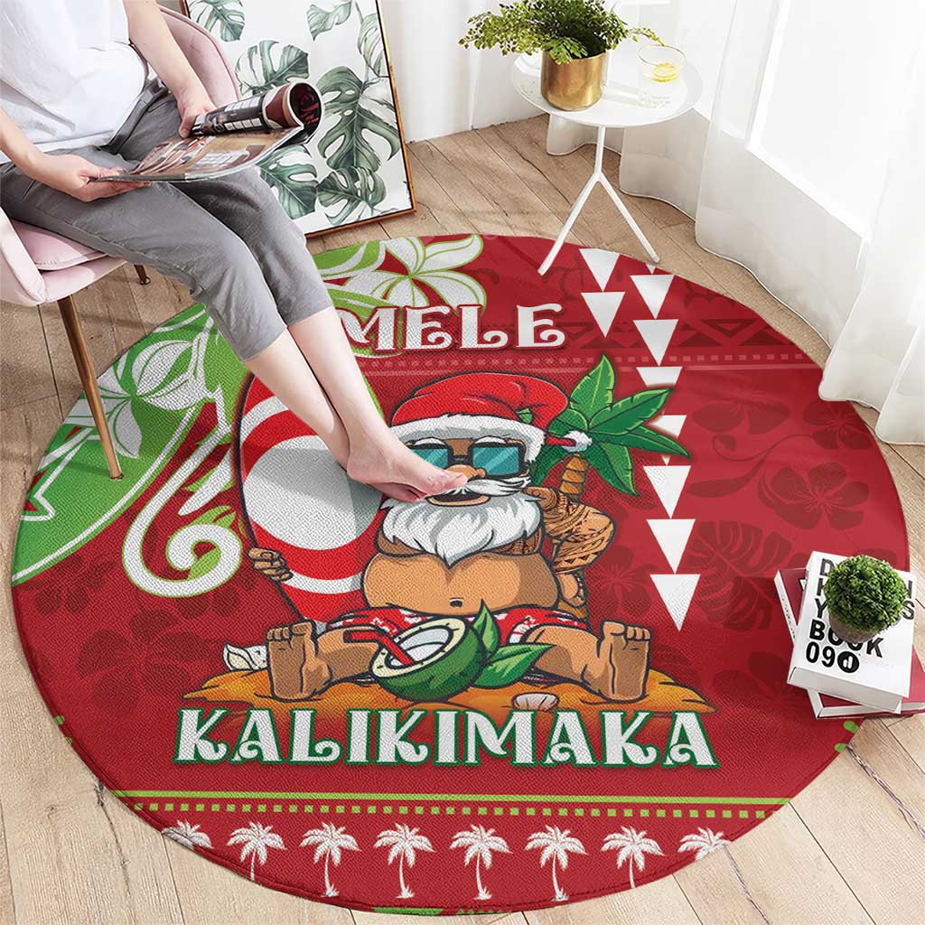 Hawaii Christmas Round Carpet Funny Santa Claus Surf Mele Kalikimaka LT05 - Polynesian Pride