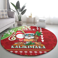 Hawaii Christmas Round Carpet Funny Santa Claus Surf Mele Kalikimaka LT05 - Polynesian Pride
