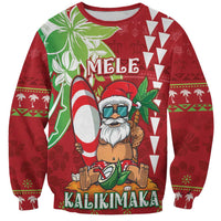 Personalised Hawaii Christmas Sweatshirt Funny Santa Claus Surf Mele Kalikimaka