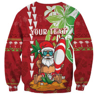 Personalised Hawaii Christmas Sweatshirt Funny Santa Claus Surf Mele Kalikimaka