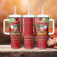 Personalised Hawaii Christmas Tumbler With Handle Funny Santa Claus Surf Mele Kalikimaka