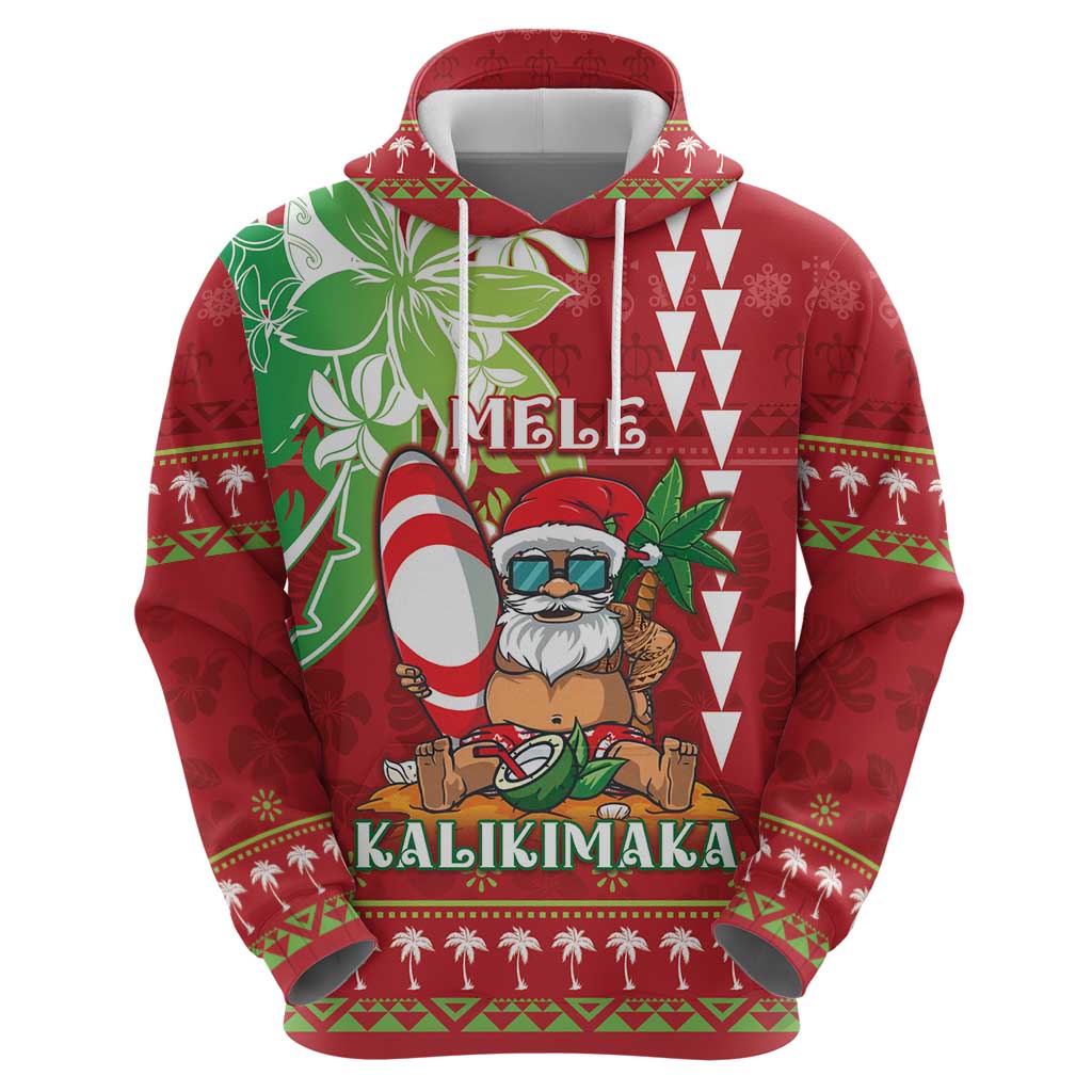 Personalised Hawaii Christmas Zip Hoodie Funny Santa Claus Surf Mele Kalikimaka
