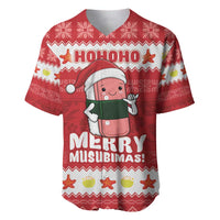 Hawaii Funny Christmas Baseball Jersey Spam Musubi Santa LT05 Red - Polynesian Pride