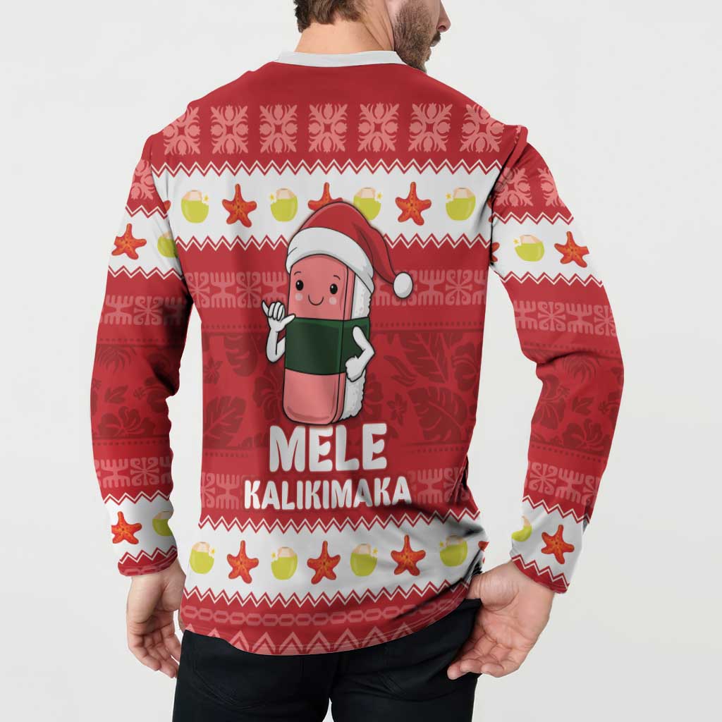Hawaii Funny Christmas Button Sweatshirt Spam Musubi Santa