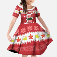Hawaii Funny Christmas Family Matching Mermaid Dress and Hawaiian Shirt Spam Musubi Santa LT05 Daughter's Dress Red - Polynesian Pride