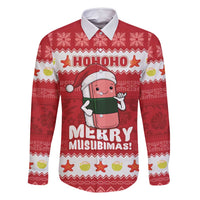 Hawaii Funny Christmas Family Matching Mermaid Dress and Hawaiian Shirt Spam Musubi Santa LT05 Dad's Shirt - Long Sleeve Red - Polynesian Pride