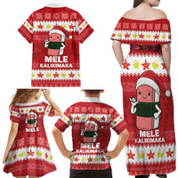 Hawaii Funny Christmas Family Matching Off Shoulder Maxi Dress and Hawaiian Shirt Spam Musubi Santa