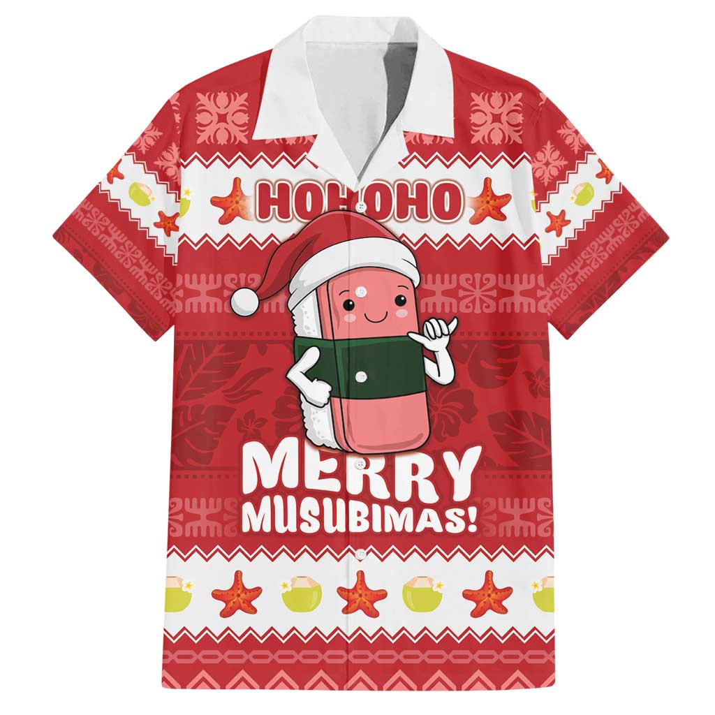 Hawaii Funny Christmas Family Matching Tank Maxi Dress and Hawaiian Shirt Spam Musubi Santa LT05 Dad's Shirt - Short Sleeve Red - Polynesian Pride