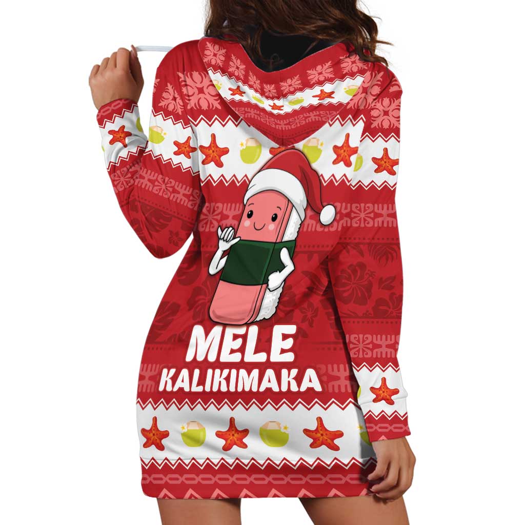 Hawaii Funny Christmas Hoodie Dress Spam Musubi Santa