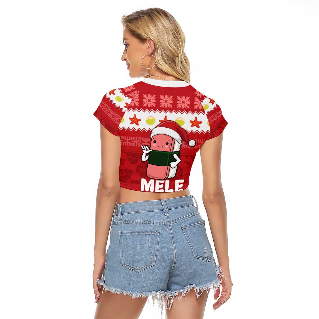 Hawaii Funny Christmas Raglan Cropped T Shirt Spam Musubi Santa LT05 - Polynesian Pride