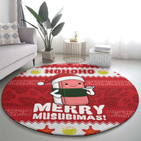 Hawaii Funny Christmas Round Carpet Spam Musubi Santa LT05 - Polynesian Pride