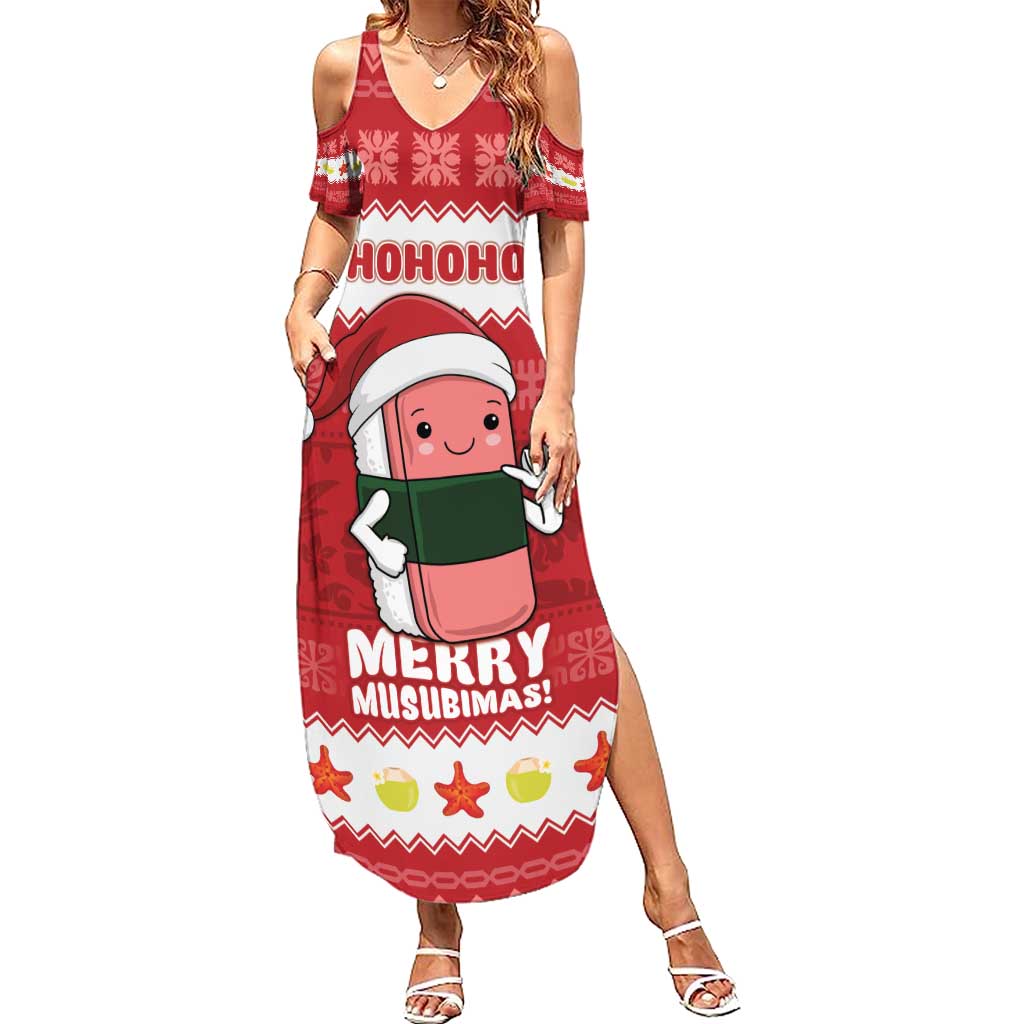 Hawaii Funny Christmas Summer Maxi Dress Spam Musubi Santa LT05