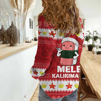Hawaii Funny Christmas Women Casual Shirt Spam Musubi Santa