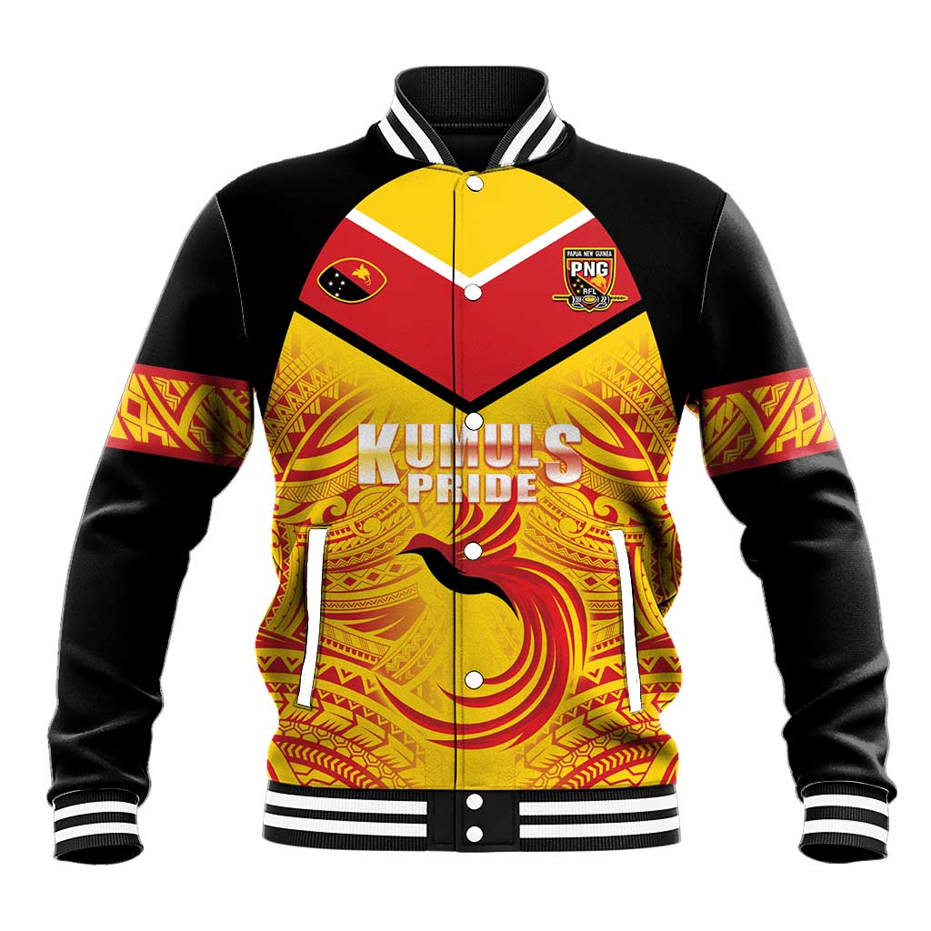 Papua New Guinea Rugby Custom Baseball Jacket Kumul Pride Go Champions LT05 Unisex Yellow - Polynesian Pride