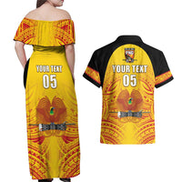 Papua New Guinea Rugby Custom Couples Matching Off Shoulder Maxi Dress and Hawaiian Shirt Kumul Pride Go Champions