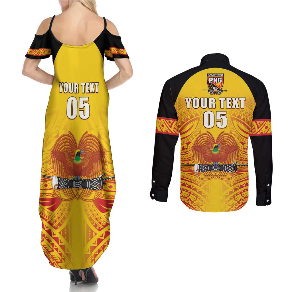 Papua New Guinea Rugby Custom Couples Matching Summer Maxi Dress and Long Sleeve Button Shirt Kumul Pride Go Champions