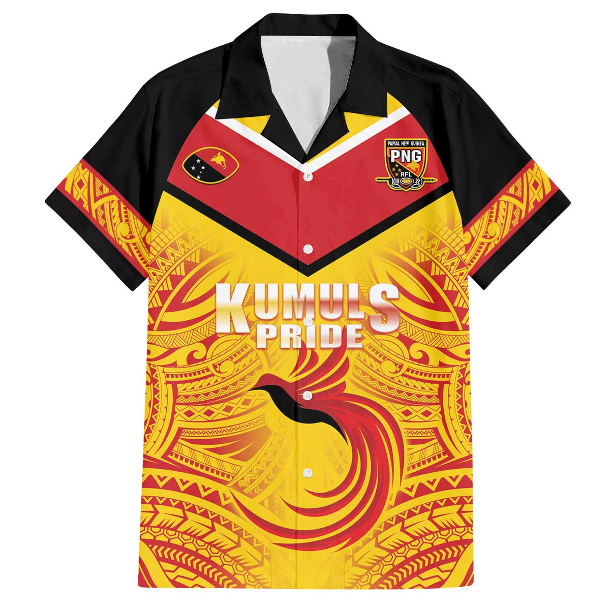Papua New Guinea Rugby Custom Family Matching Off The Shoulder Long Sleeve Dress and Hawaiian Shirt Kumul Pride Go Champions
