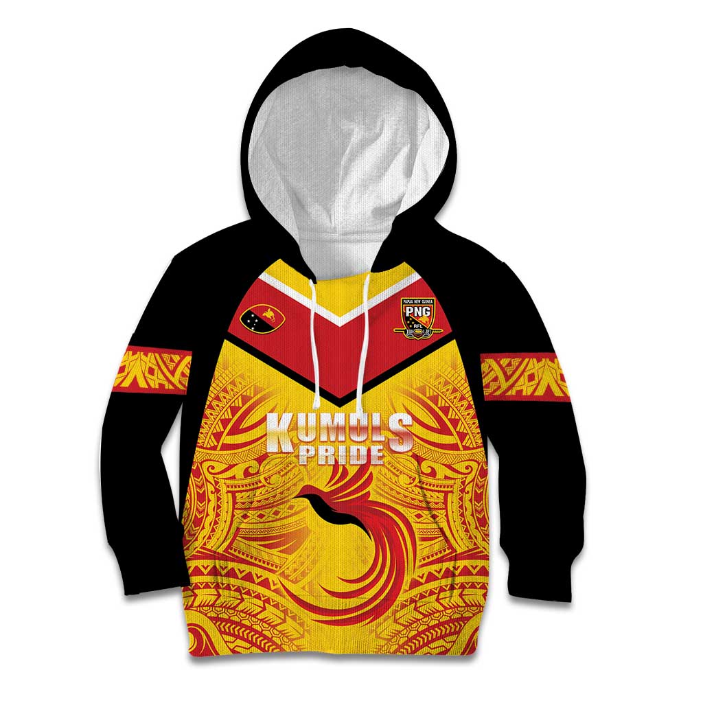 Papua New Guinea Rugby Custom Kid Hoodie Kumul Pride Go Champions LT05 Hoodie Yellow - Polynesian Pride