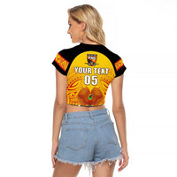 Papua New Guinea Rugby Custom Raglan Cropped T Shirt Kumul Pride Go Champions LT05 - Polynesian Pride