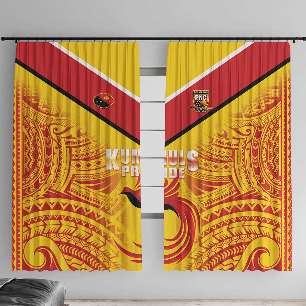 Papua New Guinea Rugby Window Curtain Kumul Pride Go Champions LT05 With Hooks Yellow - Polynesian Pride
