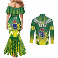 Cook Islands Rugby Custom Couples Matching Mermaid Dress and Long Sleeve Button Shirt The Kukis Go Champions