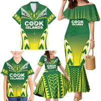 Cook Islands Rugby Custom Family Matching Mermaid Dress and Hawaiian Shirt The Kukis Go Champions