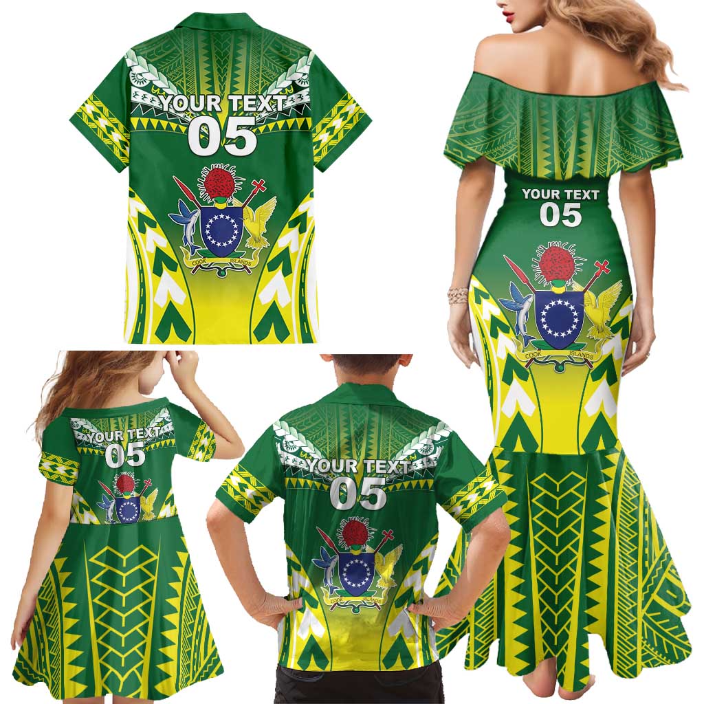 Cook Islands Rugby Custom Family Matching Mermaid Dress and Hawaiian Shirt The Kukis Go Champions