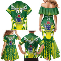 Cook Islands Rugby Custom Family Matching Mermaid Dress and Hawaiian Shirt The Kukis Go Champions