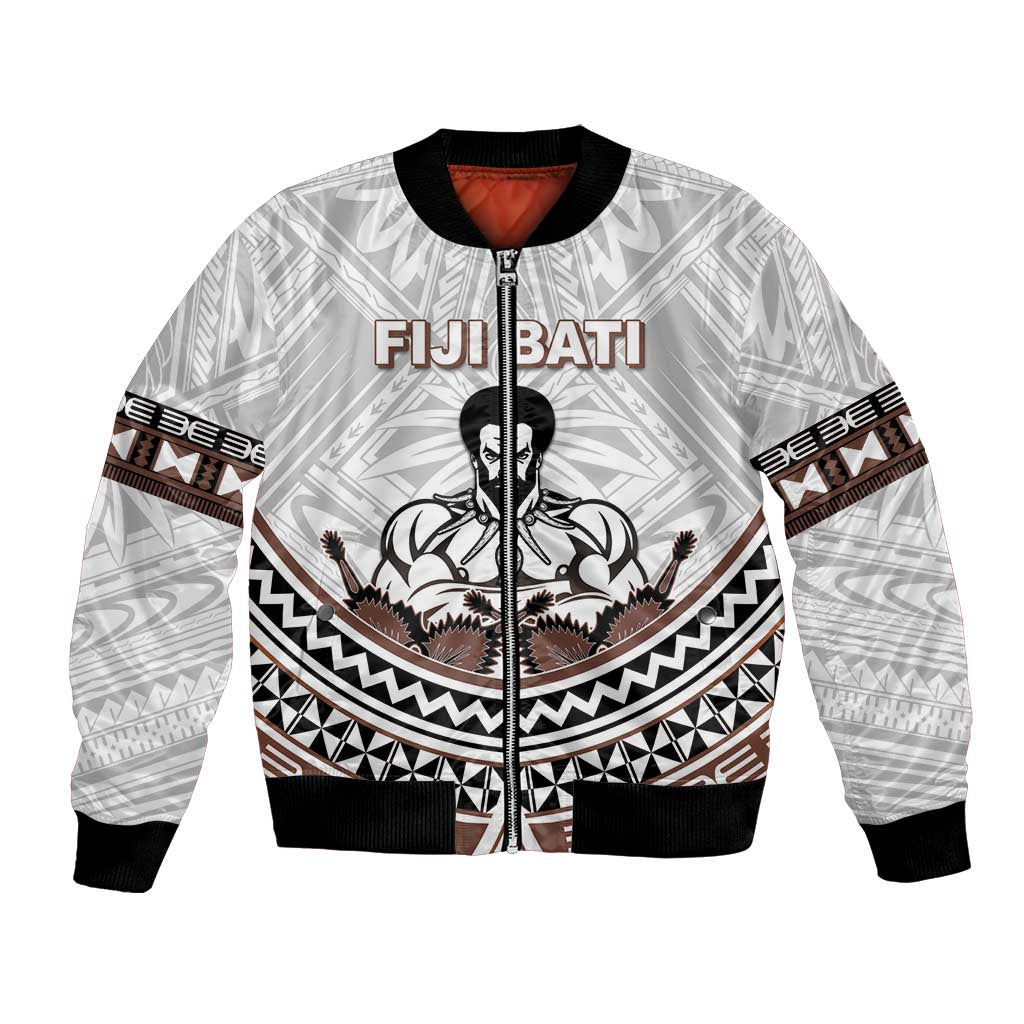Fiji Rugby Custom Bomber Jacket Fijian Bati Go Champions LT05 Unisex White - Polynesian Pride
