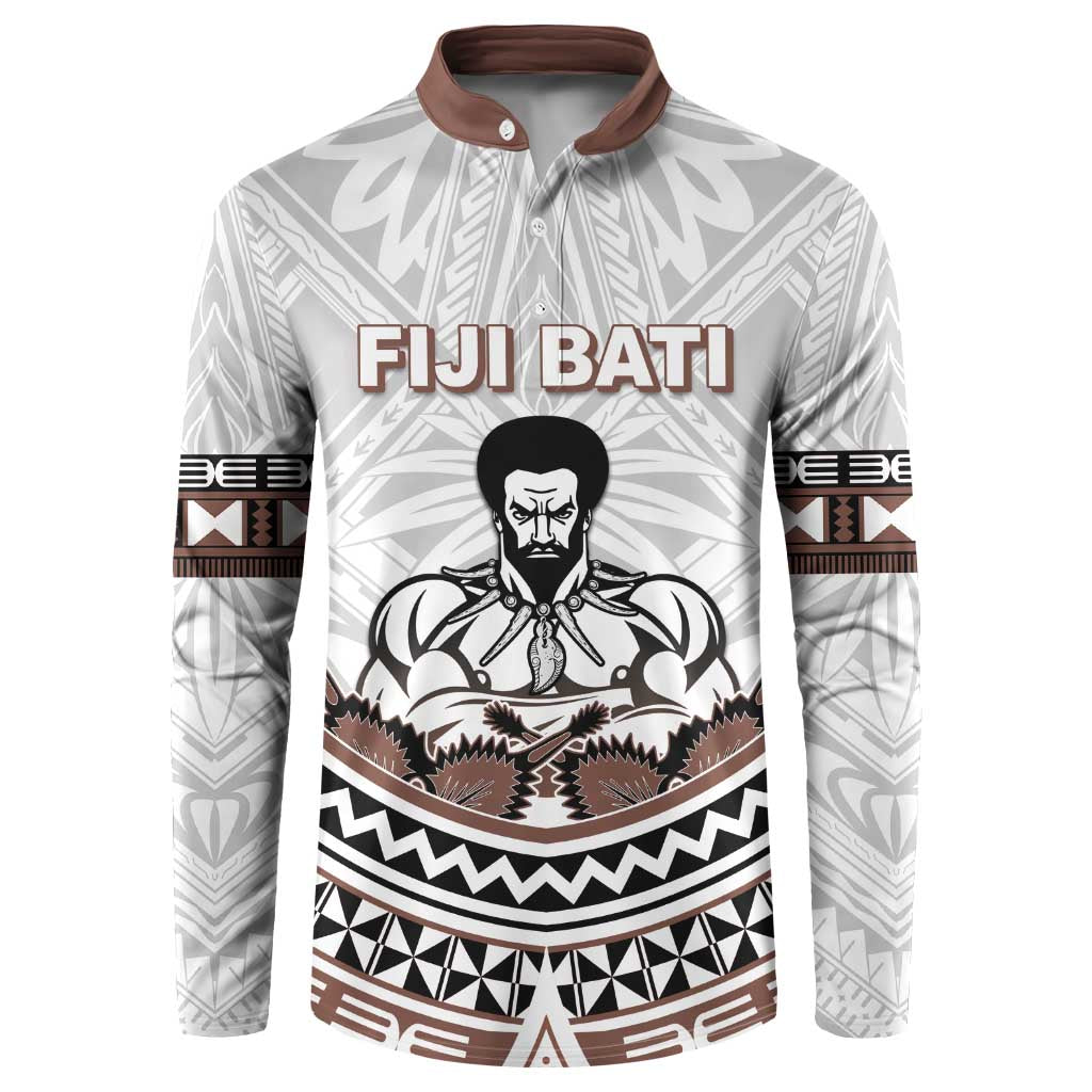 Fiji Rugby Custom Button Sweatshirt Fijian Bati Go Champions LT05 White - Polynesian Pride