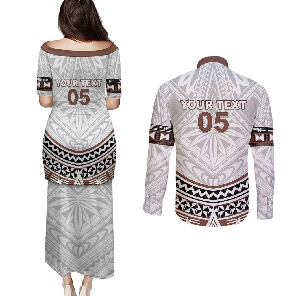Fiji Rugby Custom Couples Matching Puletasi and Long Sleeve Button Shirt Fijian Bati Go Champions LT05 - Polynesian Pride