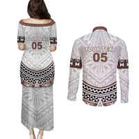 Fiji Rugby Custom Couples Matching Puletasi and Long Sleeve Button Shirt Fijian Bati Go Champions LT05 - Polynesian Pride