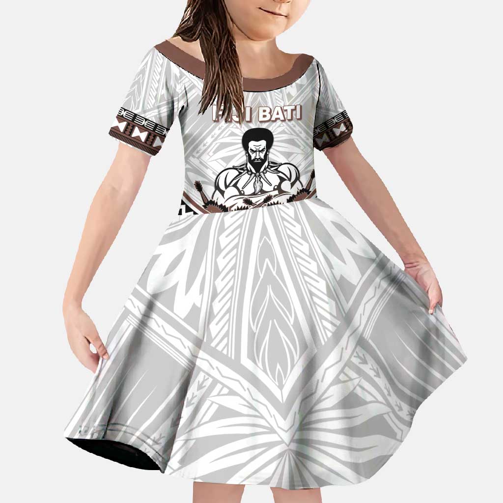 Fiji Rugby Custom Family Matching Tank Maxi Dress and Hawaiian Shirt Fijian Bati Go Champions LT05 Daughter's Dress White - Polynesian Pride