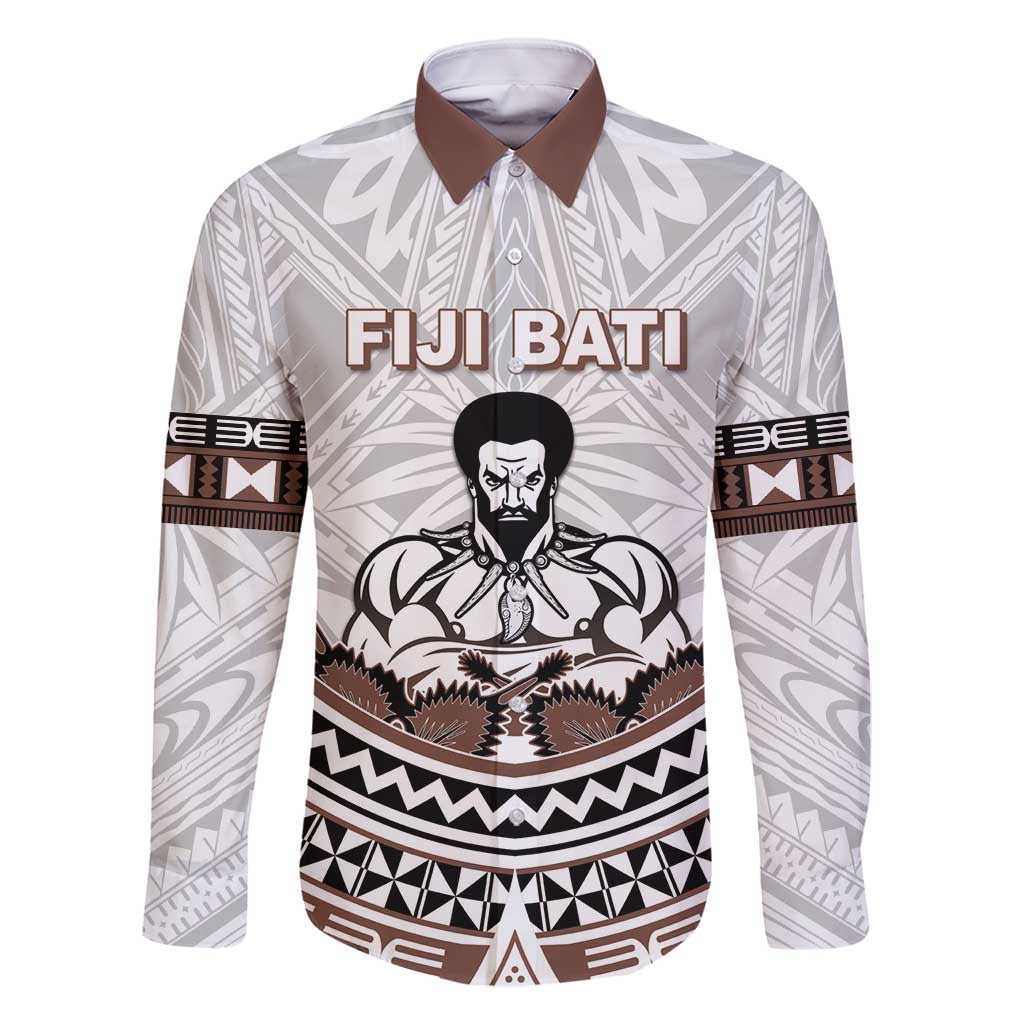 Fiji Rugby Custom Family Matching Tank Maxi Dress and Hawaiian Shirt Fijian Bati Go Champions LT05 Dad's Shirt - Long Sleeve White - Polynesian Pride