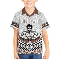 Fiji Rugby Custom Family Matching Tank Maxi Dress and Hawaiian Shirt Fijian Bati Go Champions LT05 Son's Shirt White - Polynesian Pride