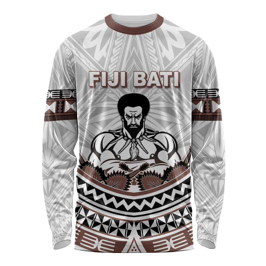 Fiji Rugby Custom Long Sleeve Shirt Fijian Bati Go Champions LT05 Unisex White - Polynesian Pride