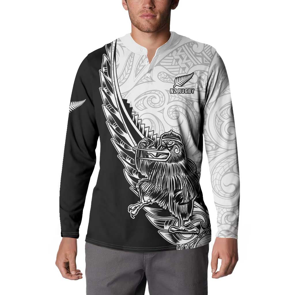 New Zealand Kiwi Rugby Custom Button Sweatshirt Go Champions Maori Pattern