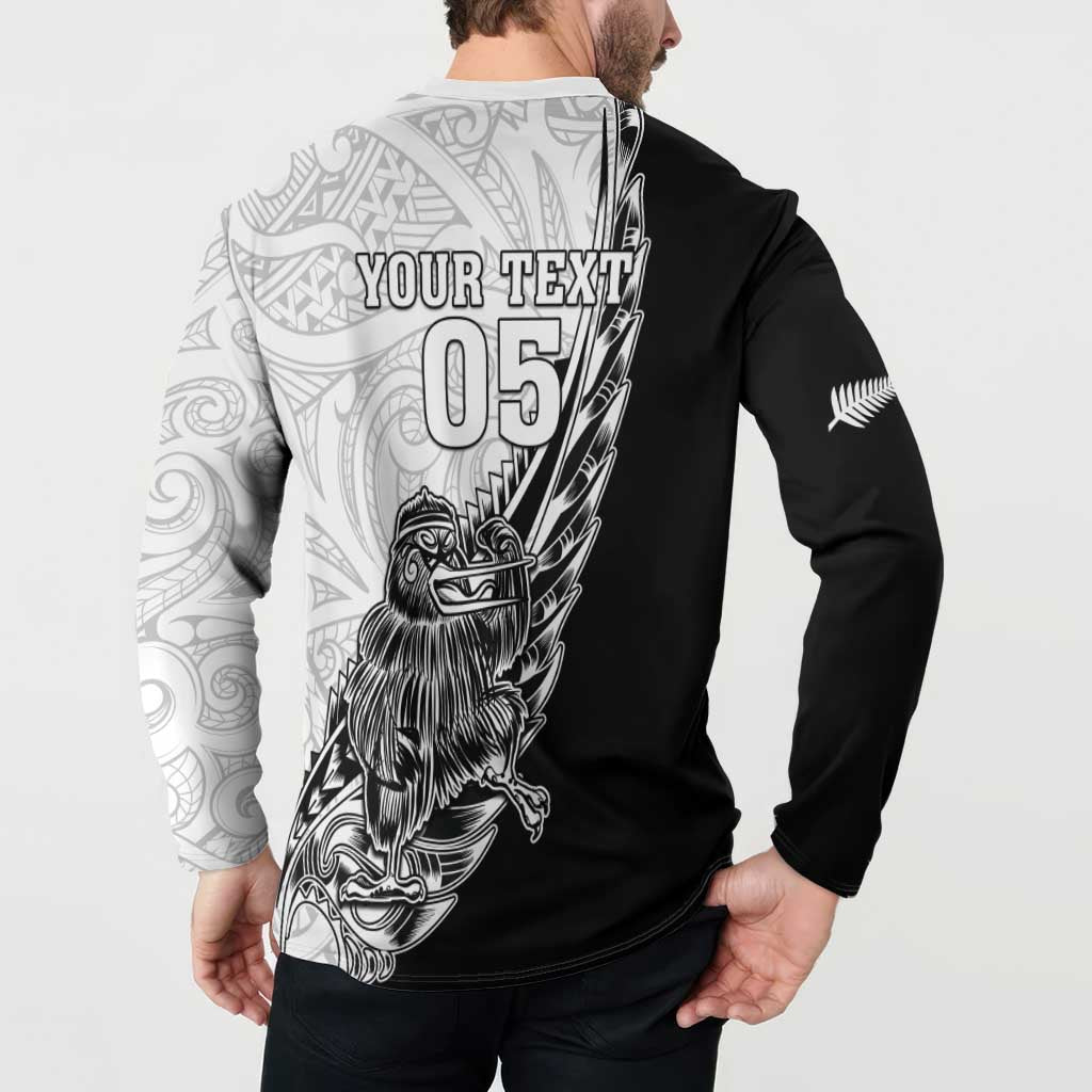 New Zealand Kiwi Rugby Custom Button Sweatshirt Go Champions Maori Pattern