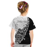 New Zealand Kiwi Rugby Custom Kid T Shirt Go Champions Maori Pattern