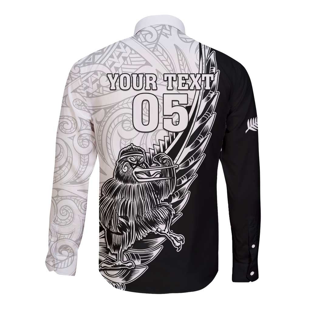 New Zealand Kiwi Rugby Custom Long Sleeve Button Shirt Go Champions Maori Pattern