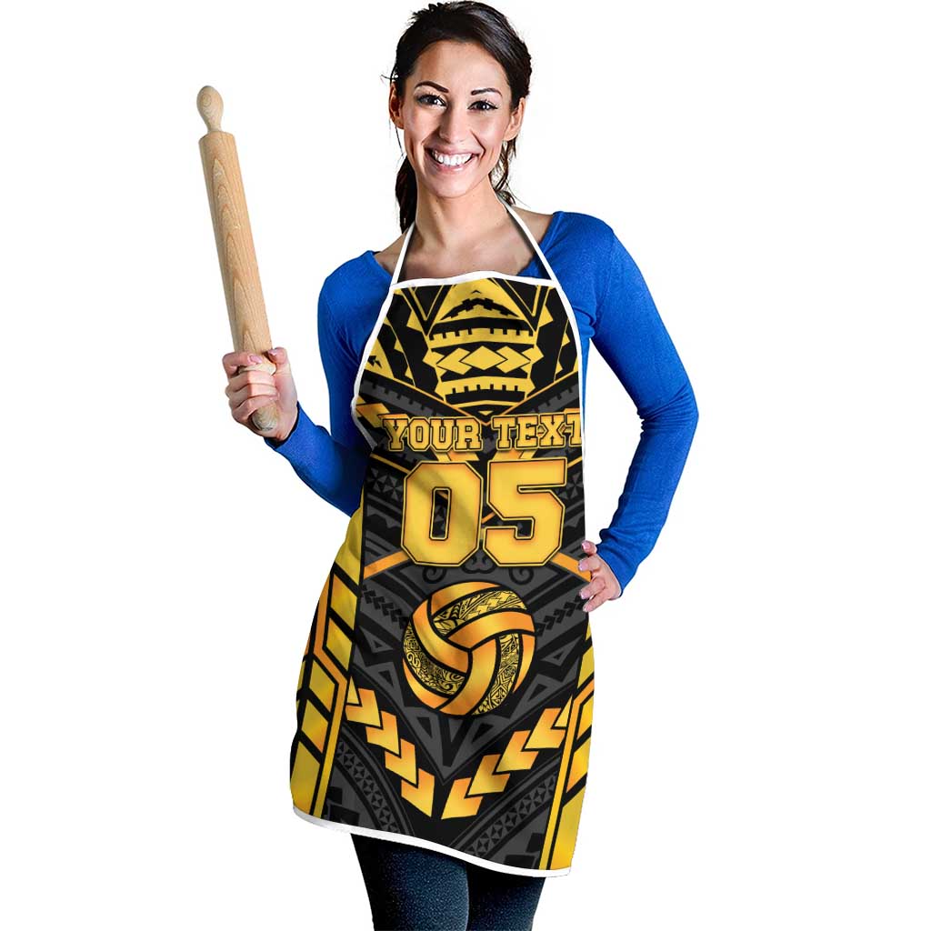 Custom Polynesia Beach Volleyball Apron Gold Polynesian Tribal Pattern - Polynesian Pride