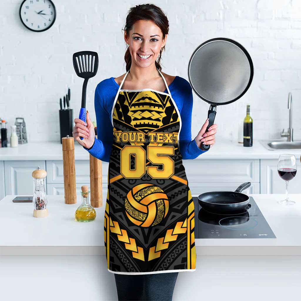 Custom Polynesia Beach Volleyball Apron Gold Polynesian Tribal Pattern - Polynesian Pride