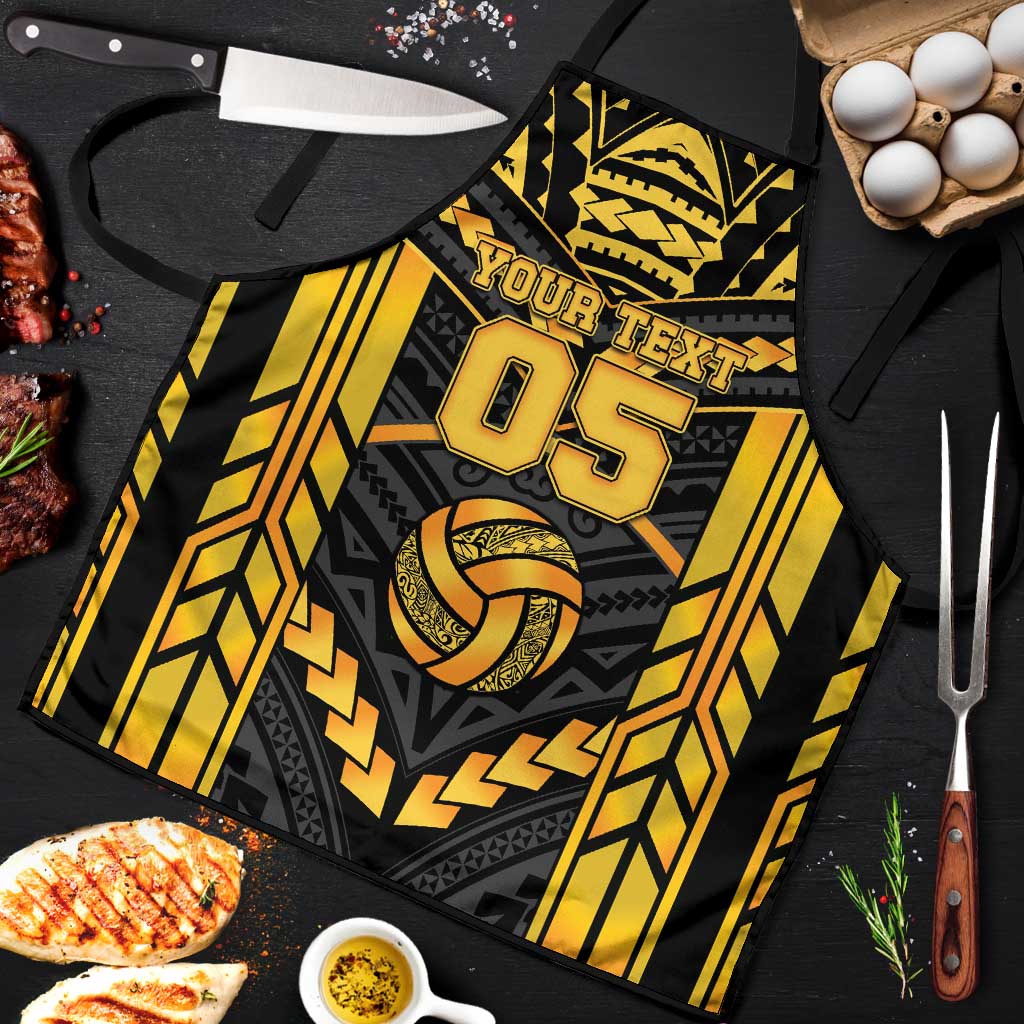 Custom Polynesia Beach Volleyball Apron Gold Polynesian Tribal Pattern - Polynesian Pride