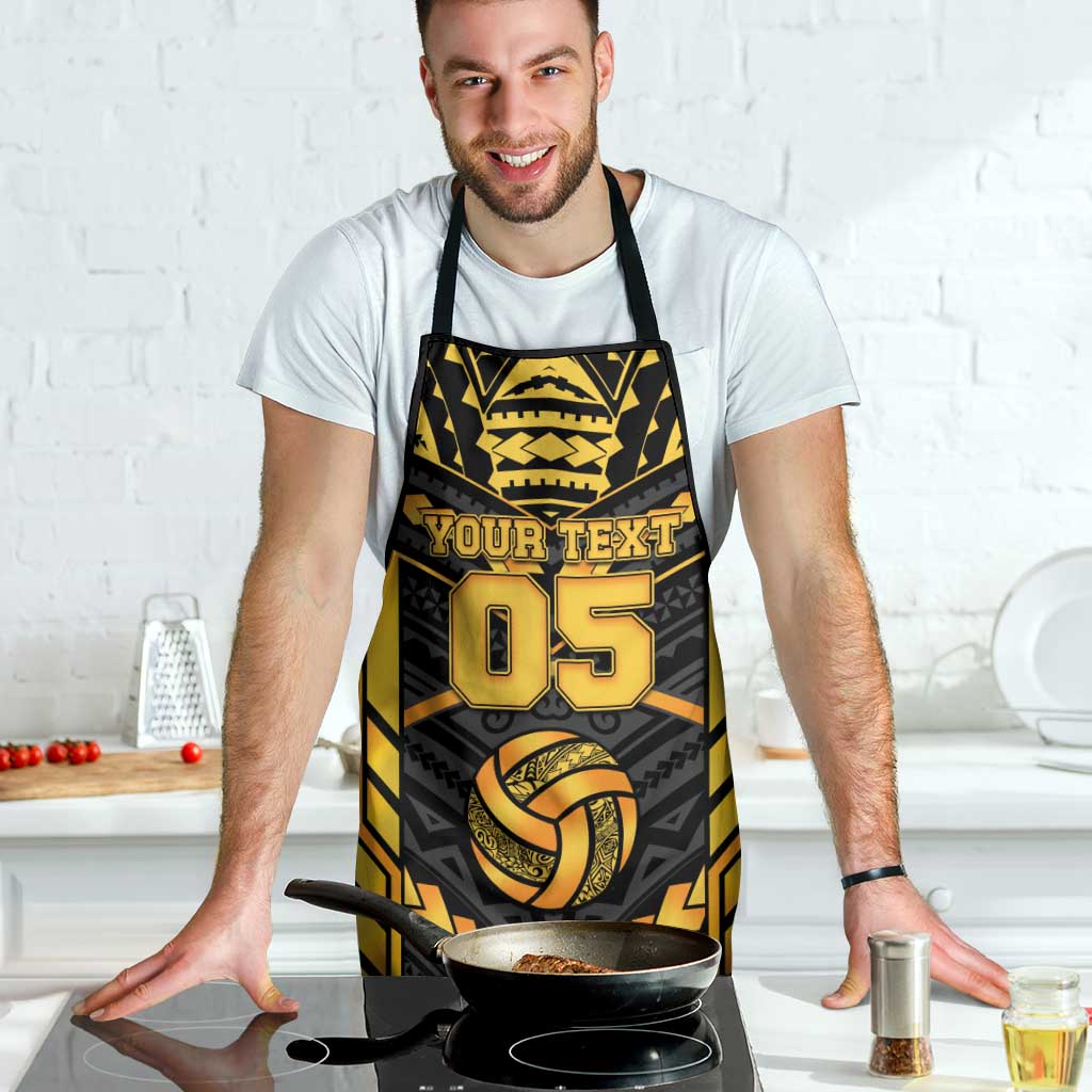 Custom Polynesia Beach Volleyball Apron Gold Polynesian Tribal Pattern - Polynesian Pride