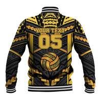 Custom Polynesia Beach Volleyball Baseball Jacket Gold Polynesian Tribal Pattern LT05 - Polynesian Pride