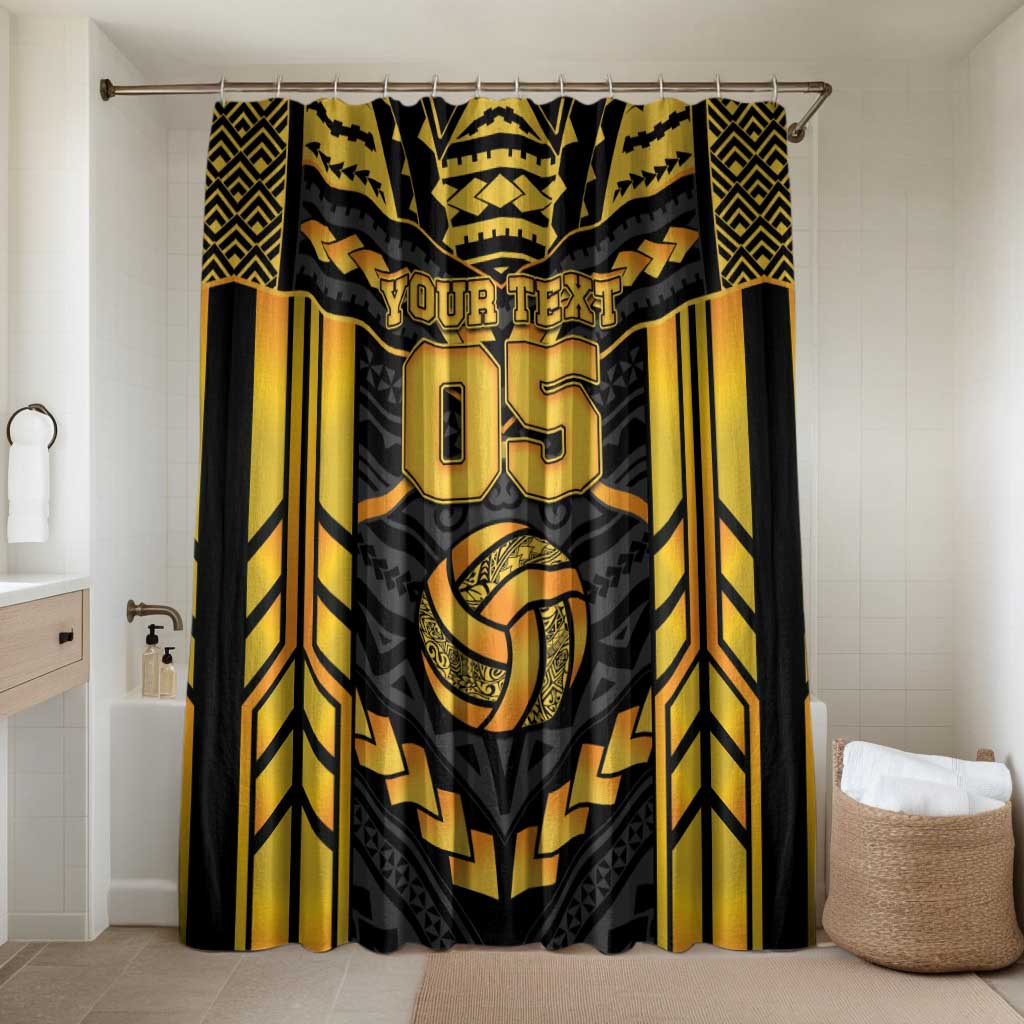 Custom Polynesia Beach Volleyball Bathroom Set Gold Polynesian Tribal Pattern - Polynesian Pride